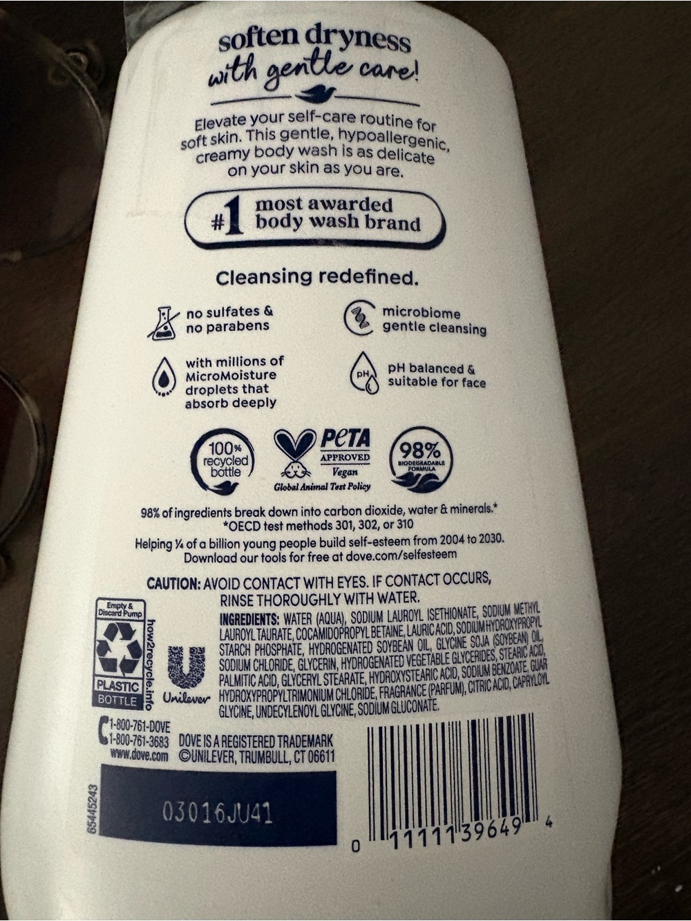 Dove Sensitive Hypoallergenic Body Wash with 24 hour lotion - Picture 4 of 6